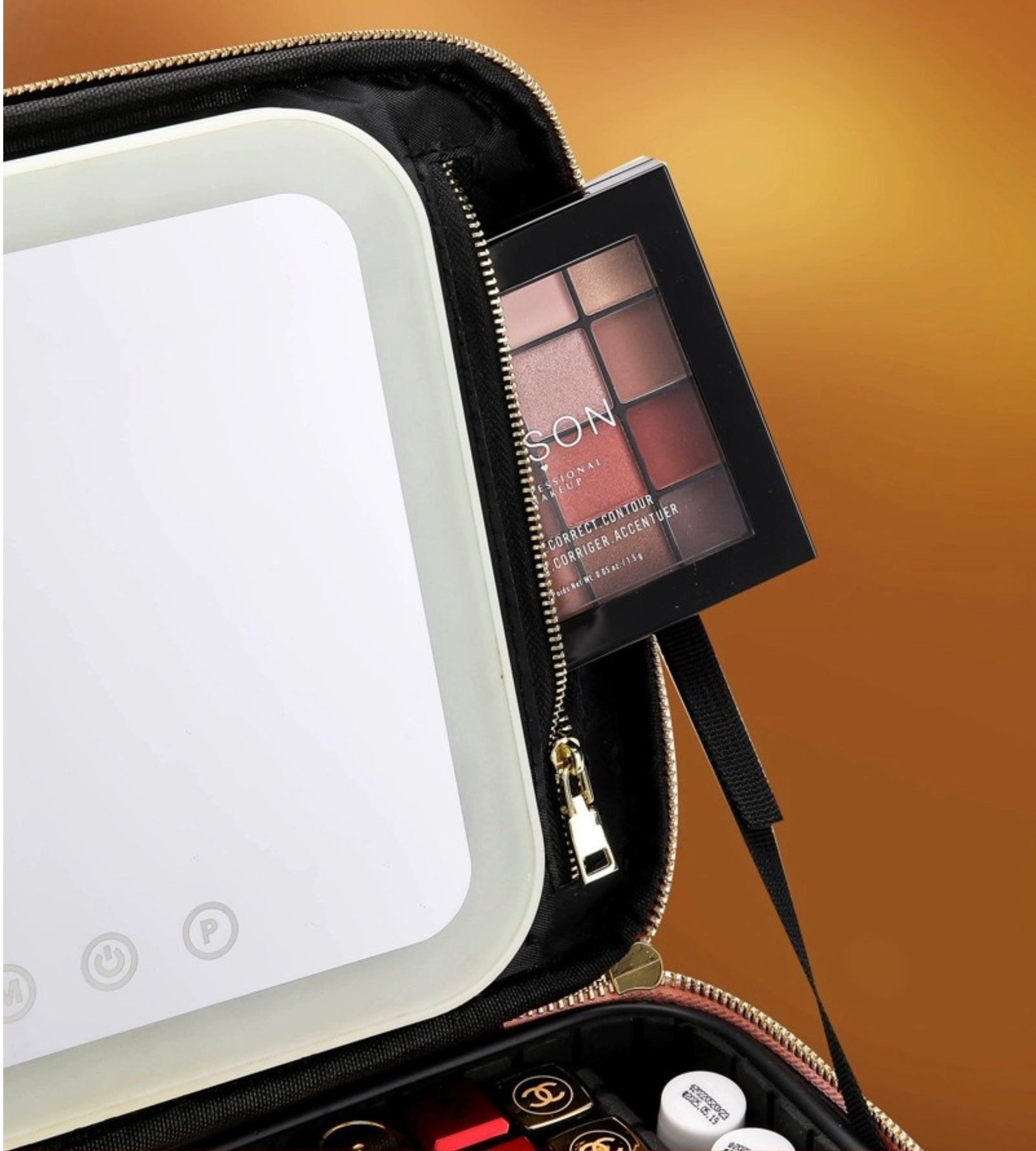Travel Makeup Bag with LED MIrror